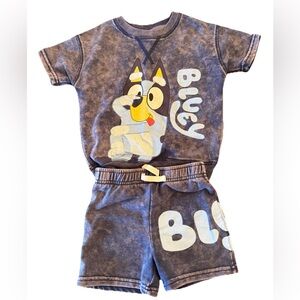 Bluey Kids' T-Shirt and Shorts Set Gently Used Like New